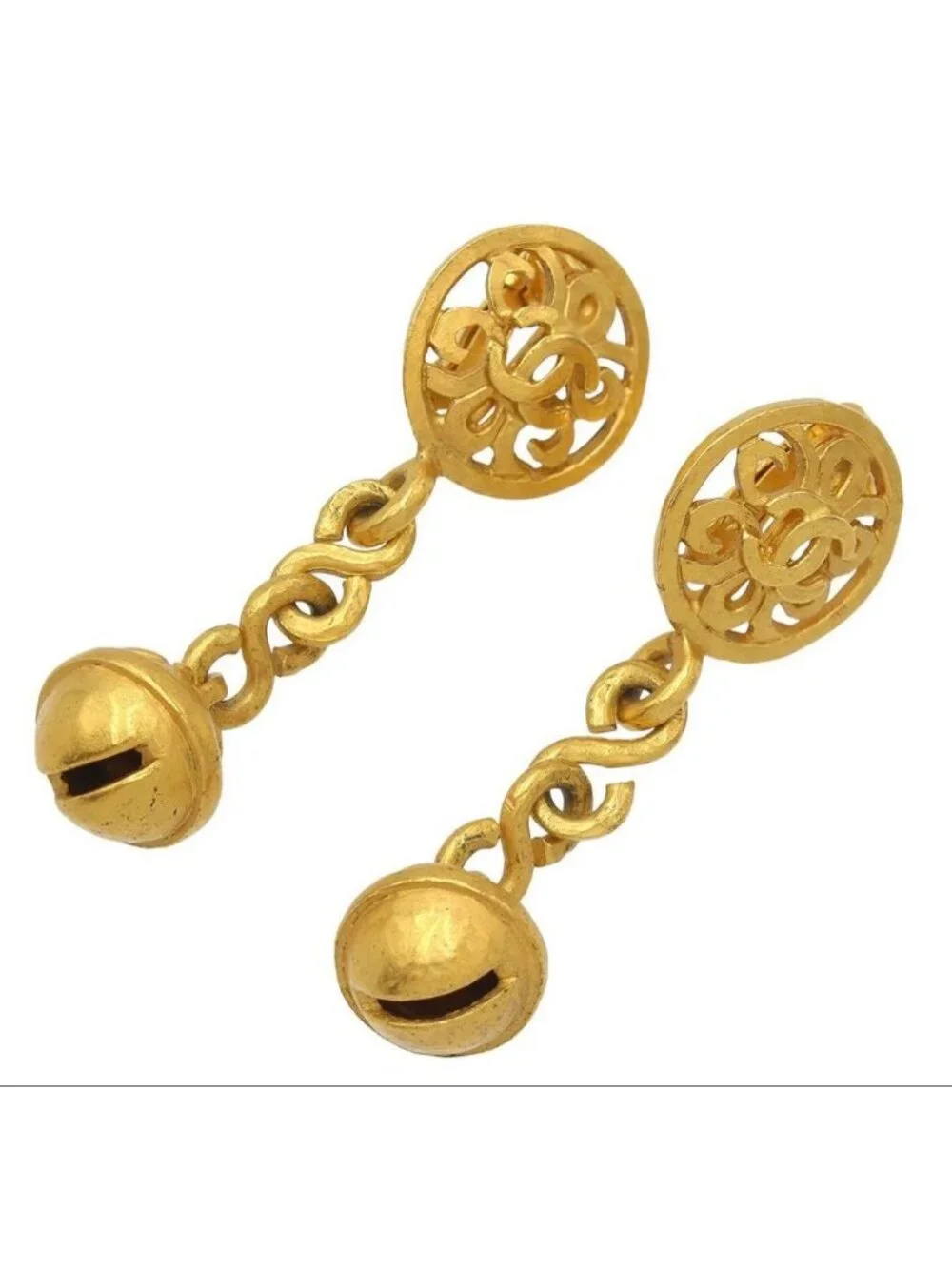 Chanel Coco Mark Bell Motif Swing Earrings 95